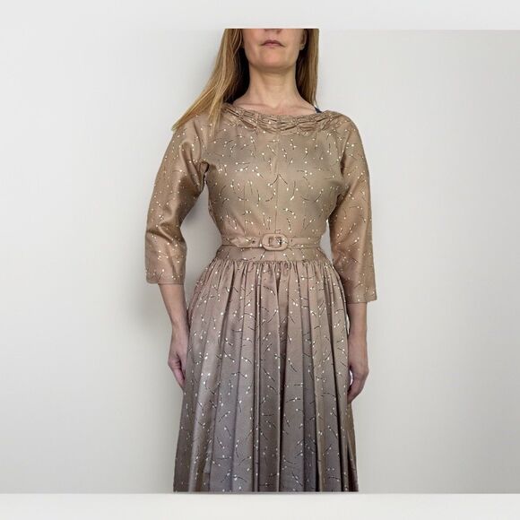 Vintage 50s Party Dress Gold Holiday Christmas 32 26 XS - Picture 5 of 11